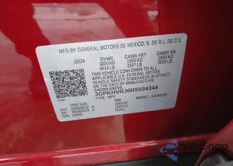 2024 Honda Prologue Ex из США, поврежденный, VIN 3GPKHVRJ6RS534344